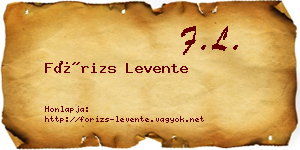 Fórizs Levente névjegykártya